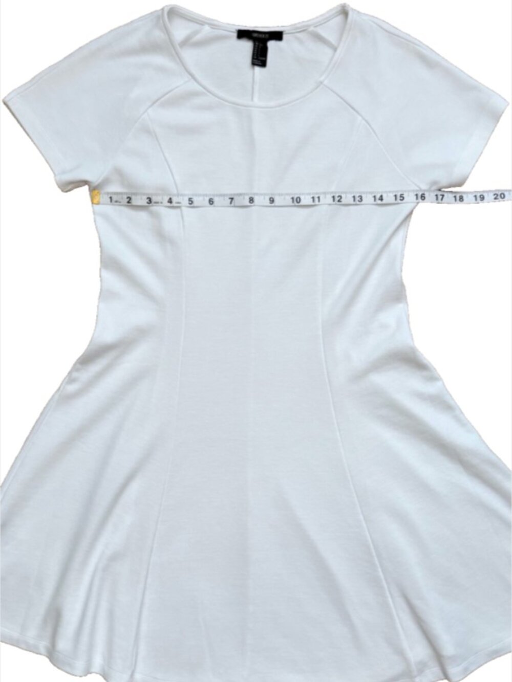 Forever 21 White Knit Short Sleeve Dress Bridal Engagement Reception Graduation - Picture 4 of 8